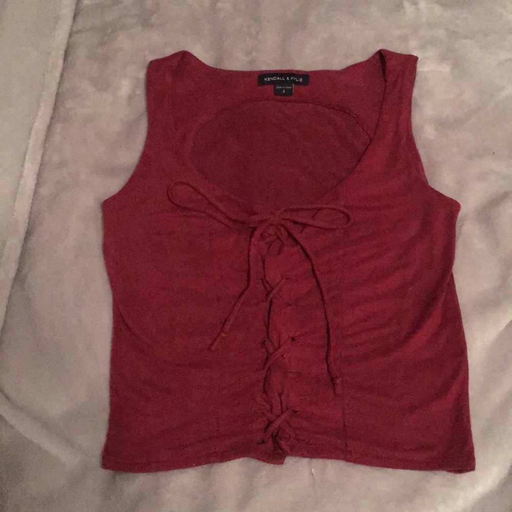 3/$35 Kendall & Kylie Crop Lace Up Tank